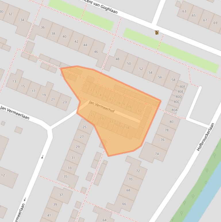 Kaart van postcodegebied 2343EX.