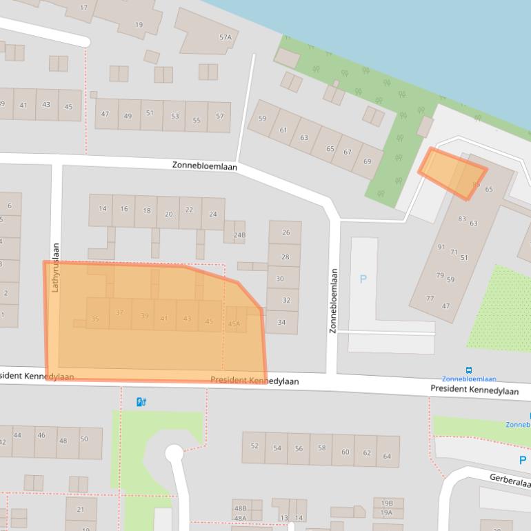 Kaart van postcodegebied 2343GJ.