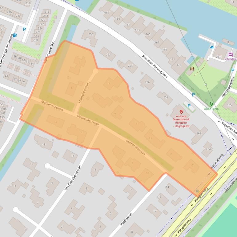 Kaart van postcodegebied 2343HA.