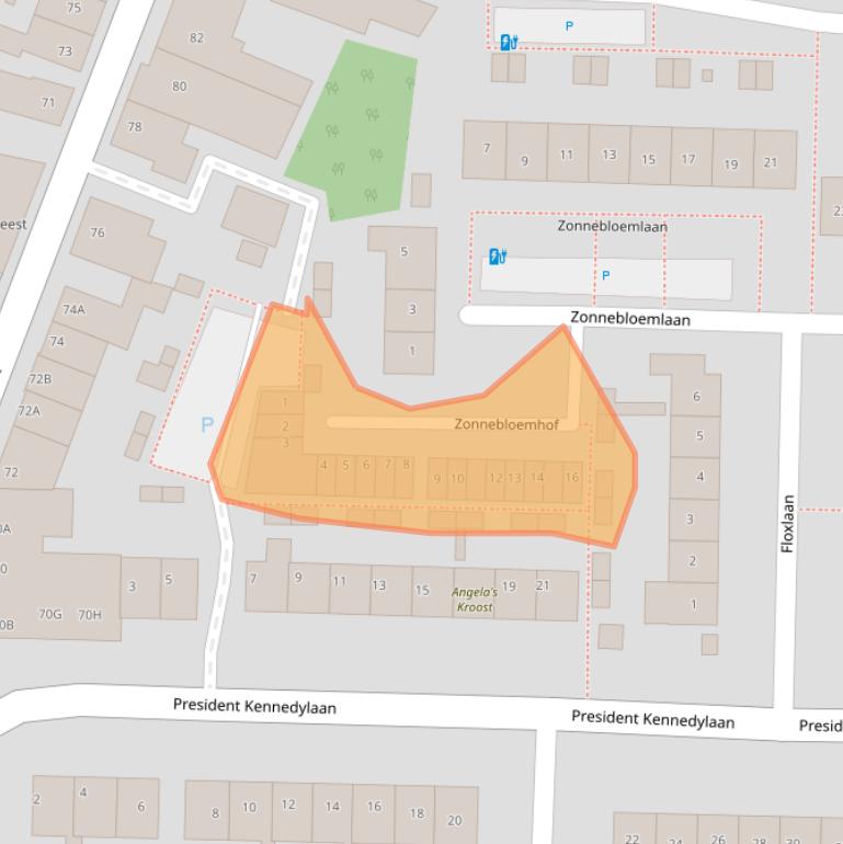 Kaart van postcodegebied 2343HJ.