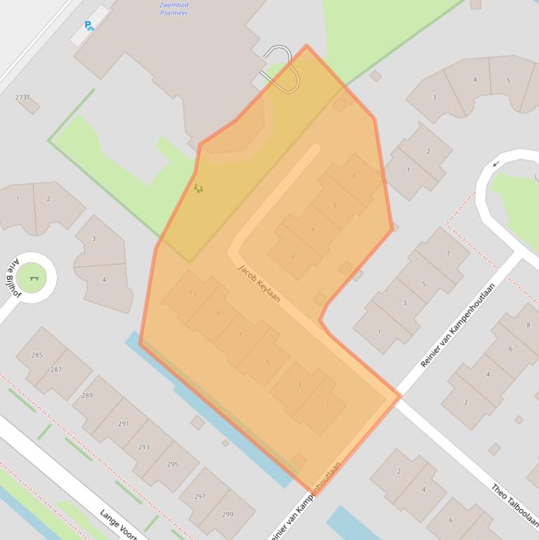 Kaart van postcodegebied 2343HT.