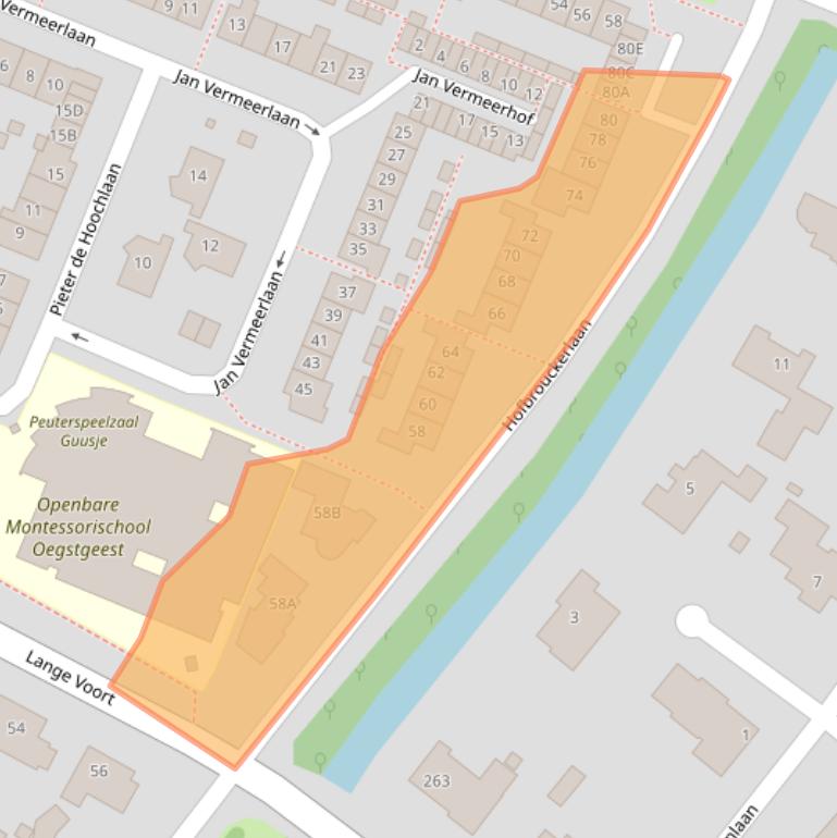 Kaart van postcodegebied 2343HZ.