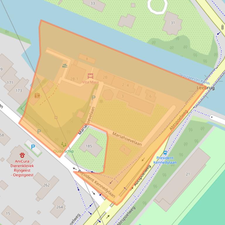 Kaart van postcodegebied 2343JA.