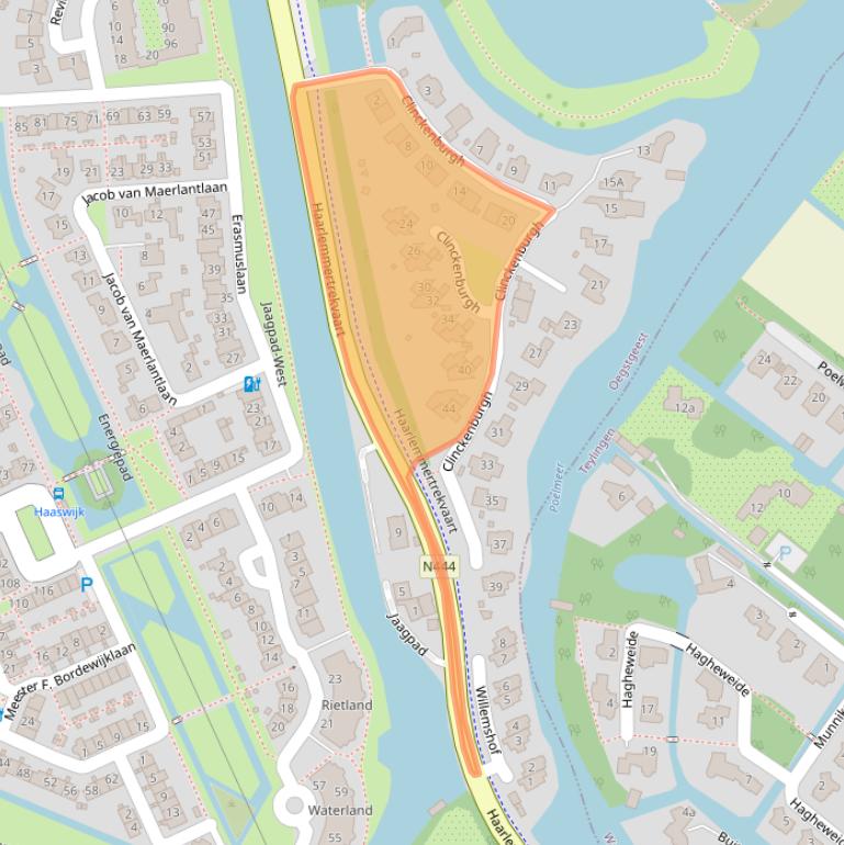 Kaart van postcodegebied 2343JH.