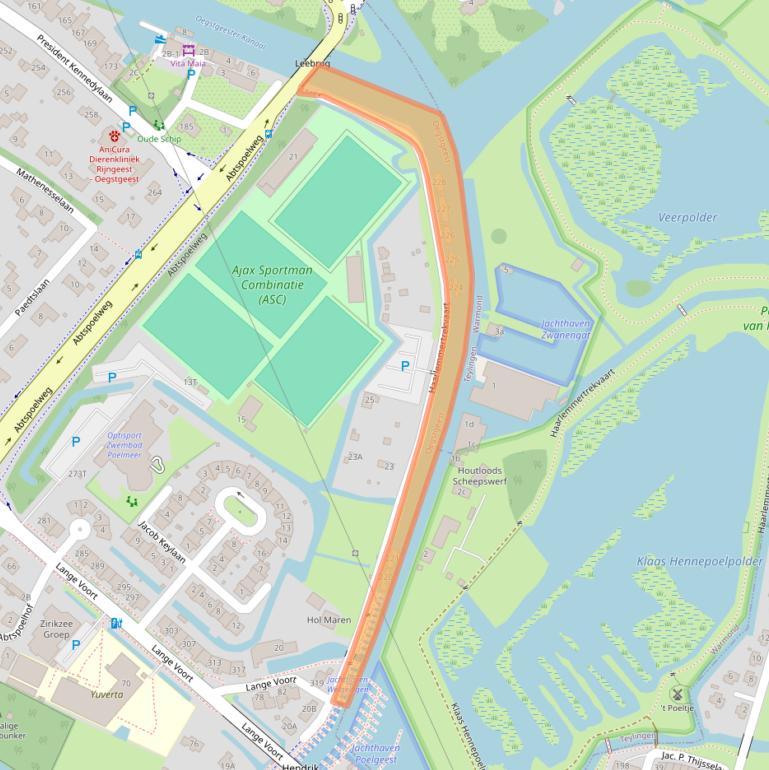 Kaart van postcodegebied 2343JJ.