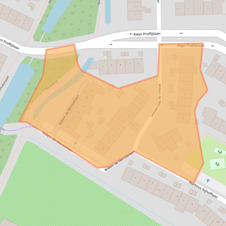 Kaart van postcodegebied 2343KC.