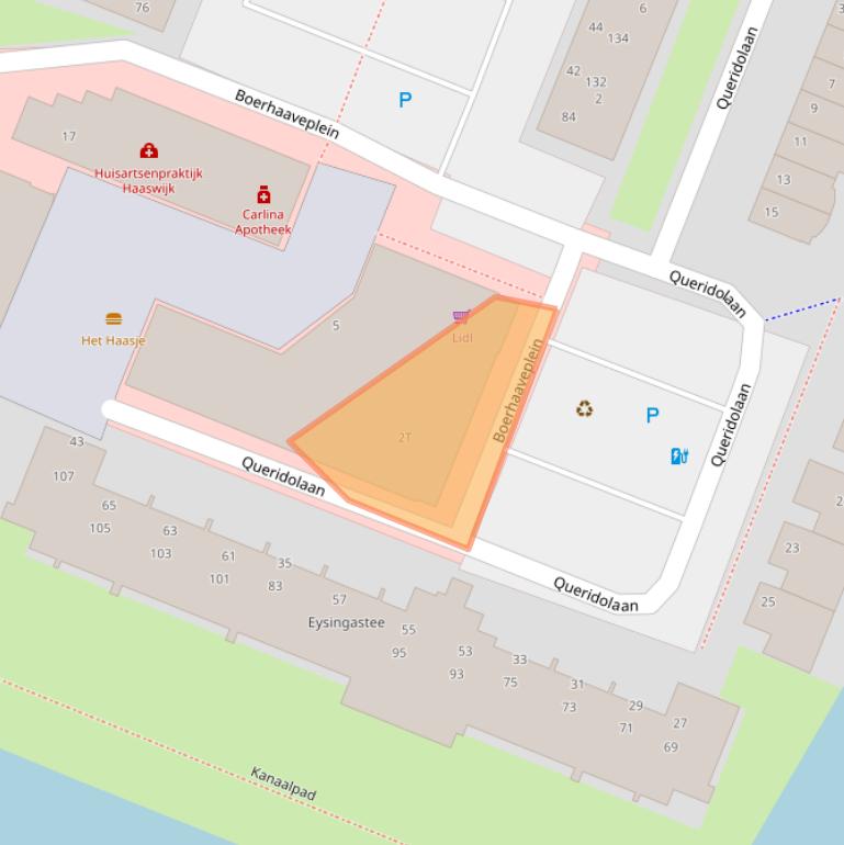 Kaart van postcodegebied 2343KJ.