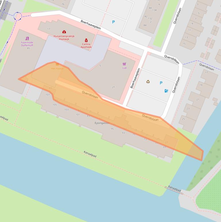 Kaart van postcodegebied 2343KK.