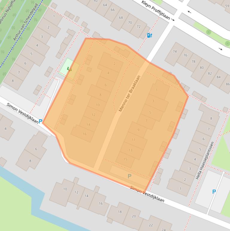 Kaart van postcodegebied 2343KP.