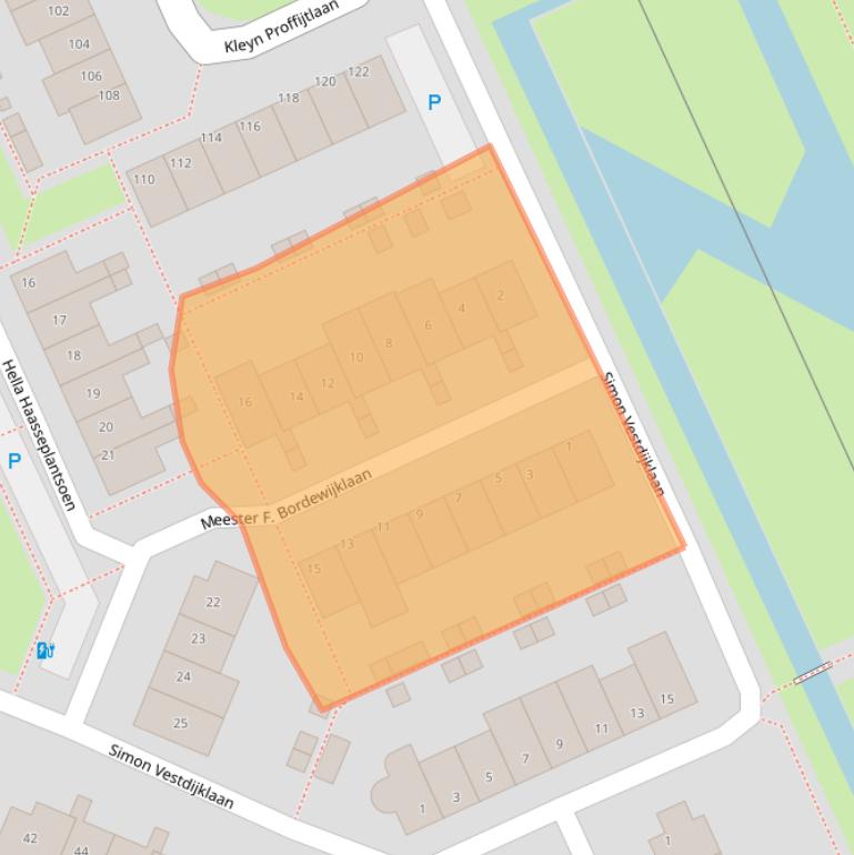 Kaart van postcodegebied 2343KS.