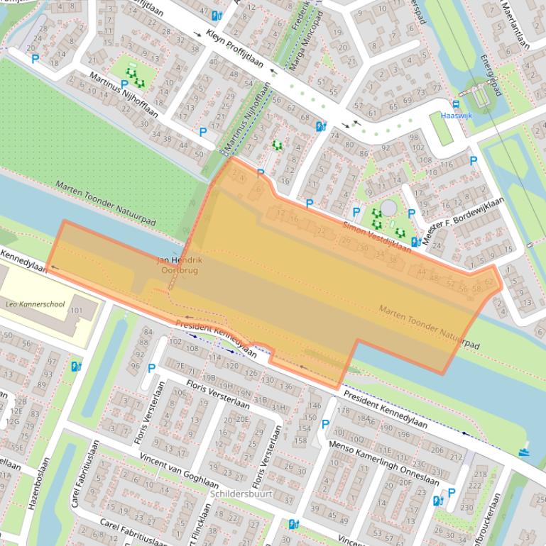 Kaart van postcodegebied 2343KV.