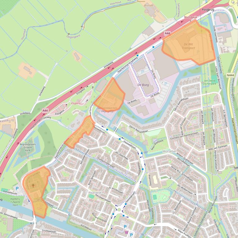 Kaart van postcodegebied 2343LB.