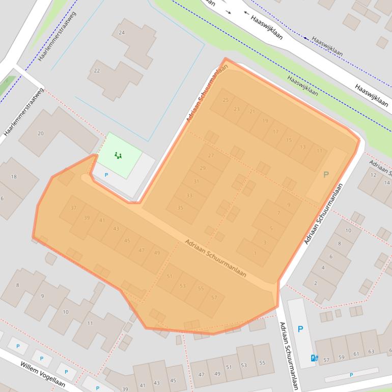 Kaart van postcodegebied 2343LD.