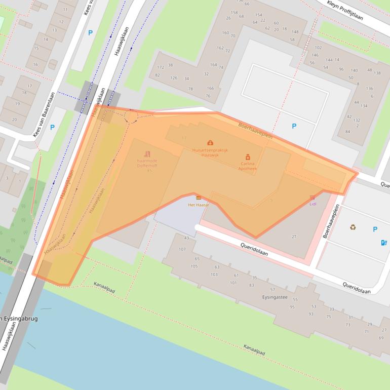 Kaart van postcodegebied 2343LT.