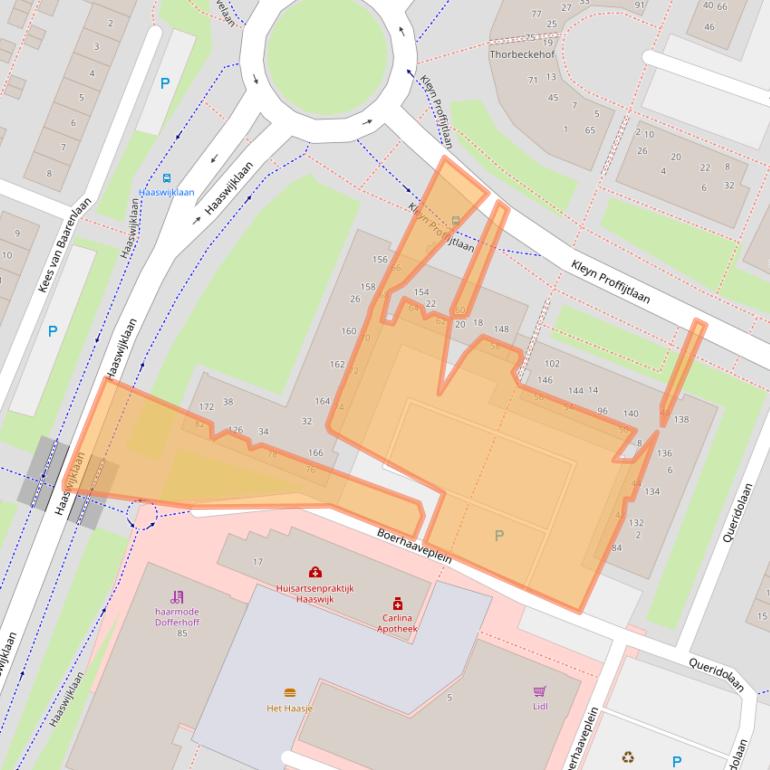 Kaart van postcodegebied 2343LW.