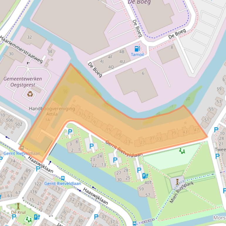 Kaart van postcodegebied 2343MA.