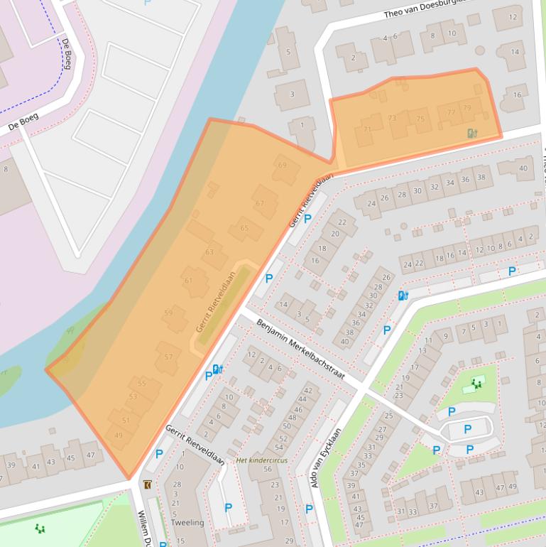 Kaart van postcodegebied 2343MB.