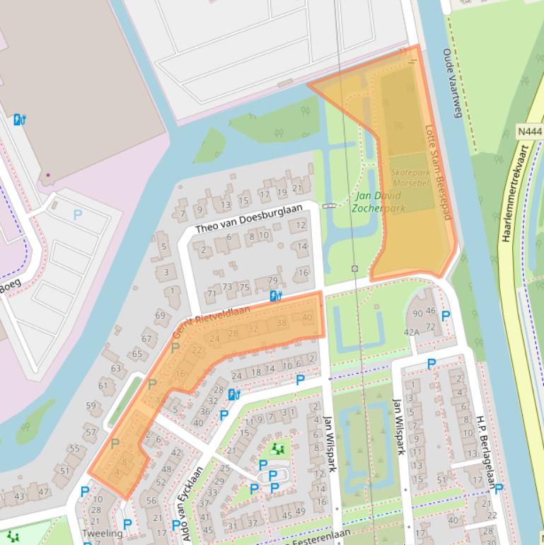 Kaart van postcodegebied 2343MC.