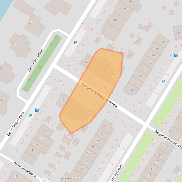 Kaart van postcodegebied 2343MD.