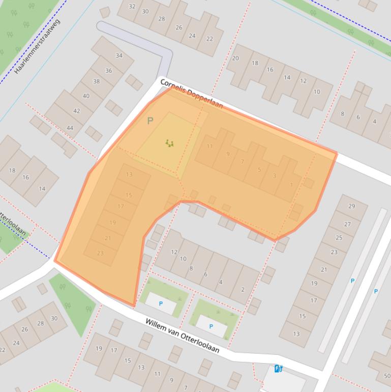 Kaart van postcodegebied 2343ME.