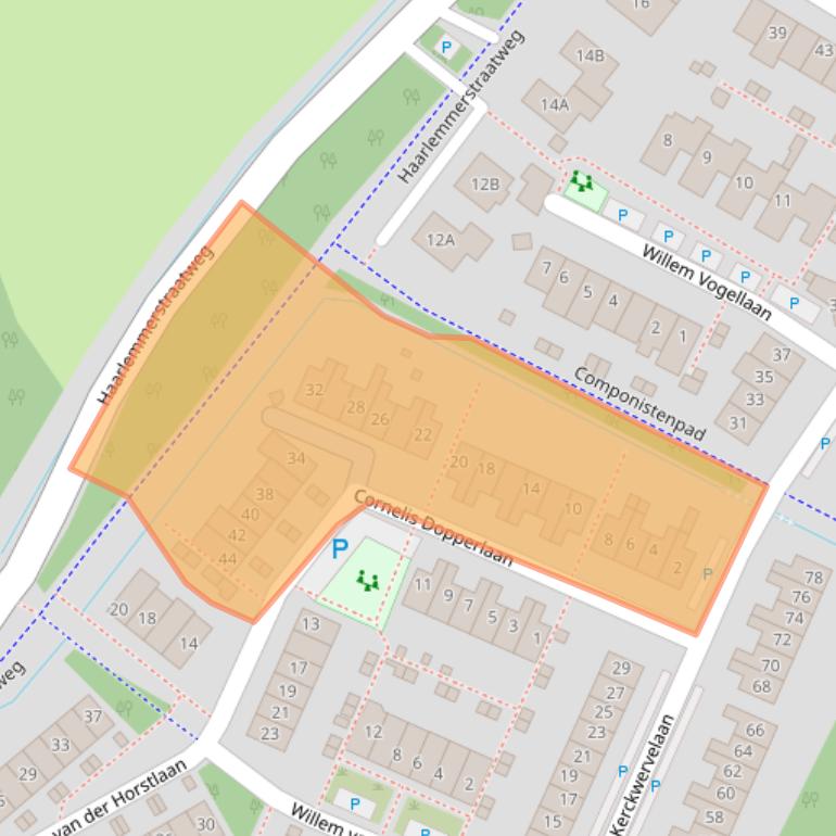 Kaart van postcodegebied 2343MG.