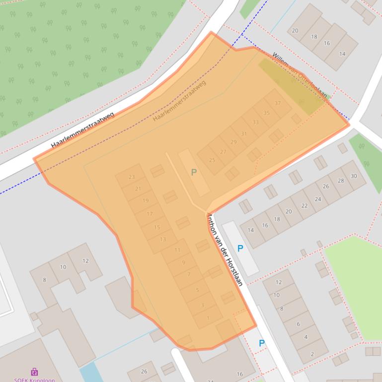 Kaart van postcodegebied 2343MK.