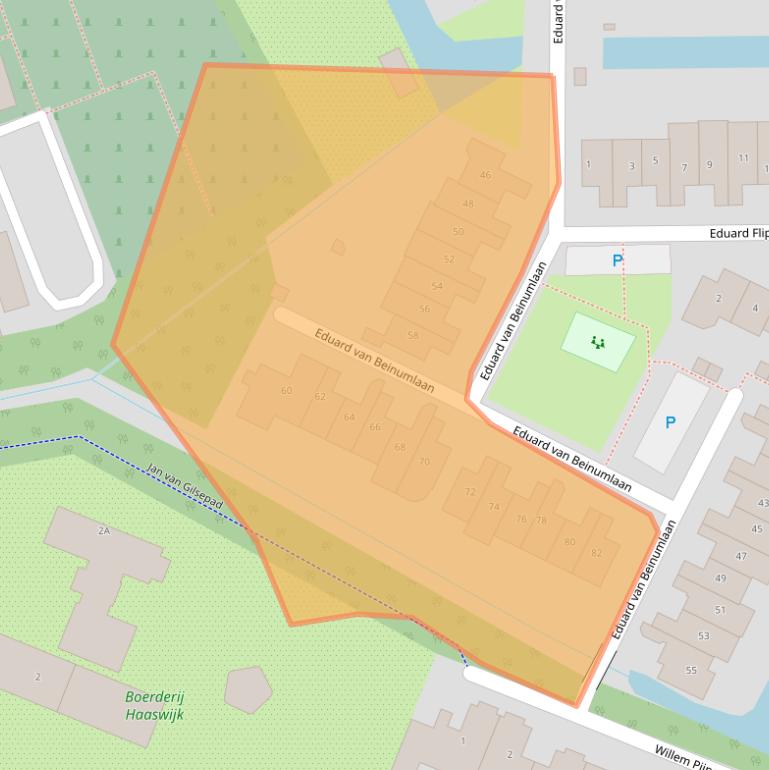 Kaart van postcodegebied 2343MS.