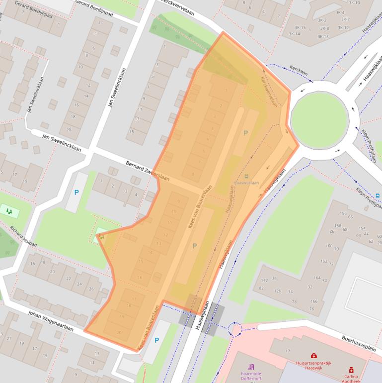 Kaart van postcodegebied 2343NL.