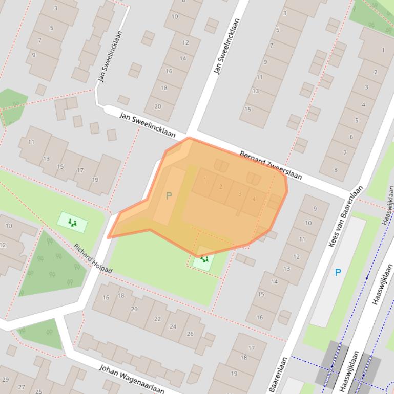 Kaart van postcodegebied 2343NN.