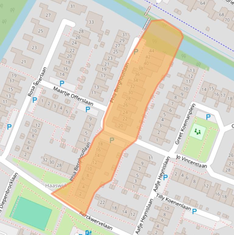 Kaart van postcodegebied 2343PN.