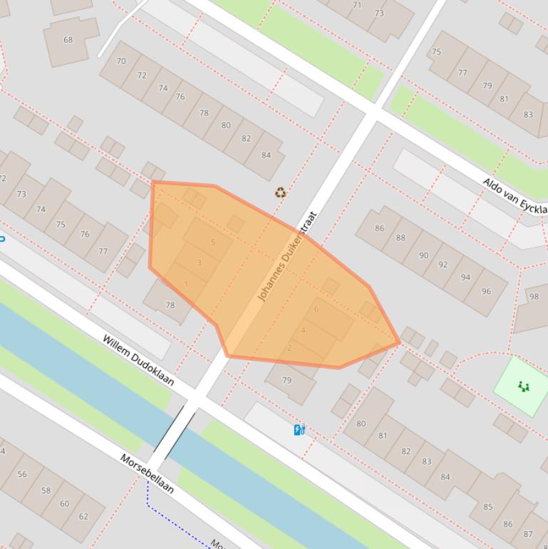 Kaart van postcodegebied 2343PP.