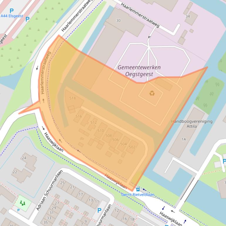 Kaart van postcodegebied 2343PW.