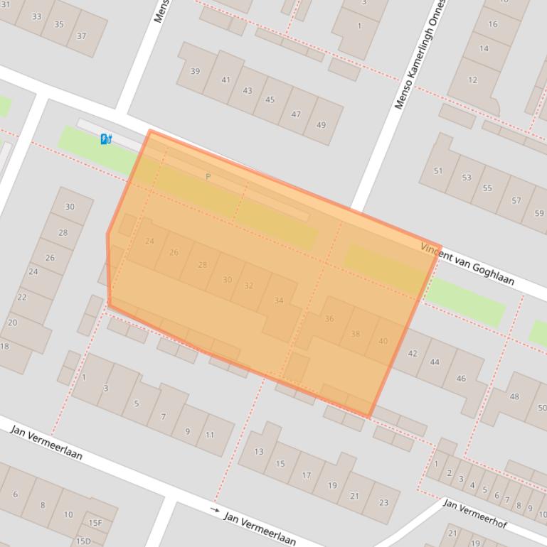 Kaart van postcodegebied 2343RP.