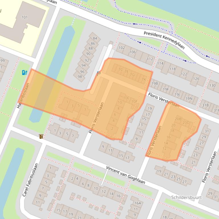 Kaart van postcodegebied 2343RS.