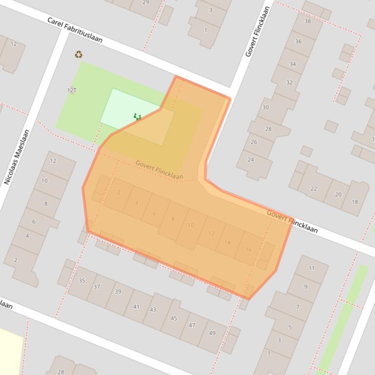 Kaart van postcodegebied 2343SJ.