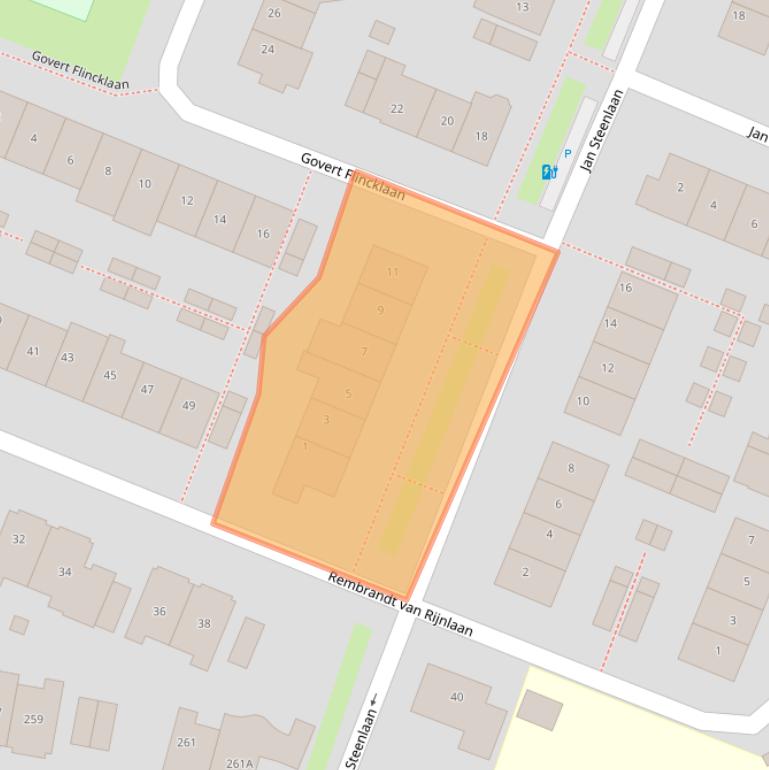 Kaart van postcodegebied 2343SL.