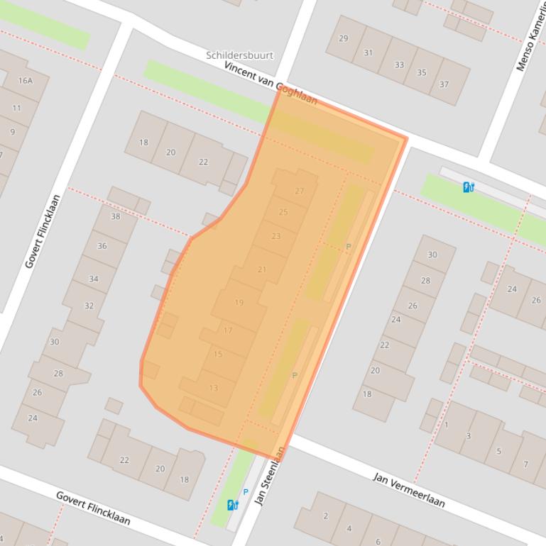 Kaart van postcodegebied 2343SM.