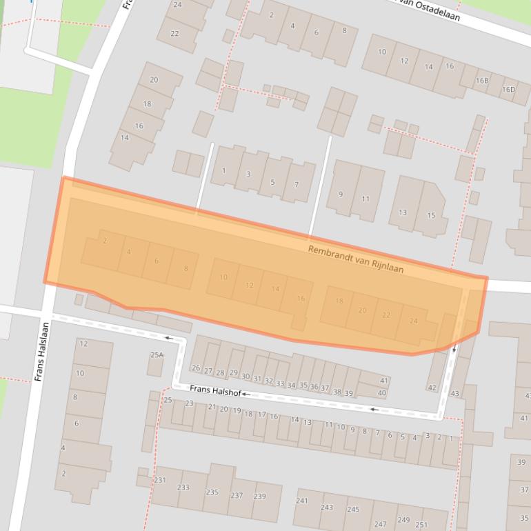Kaart van postcodegebied 2343SV.