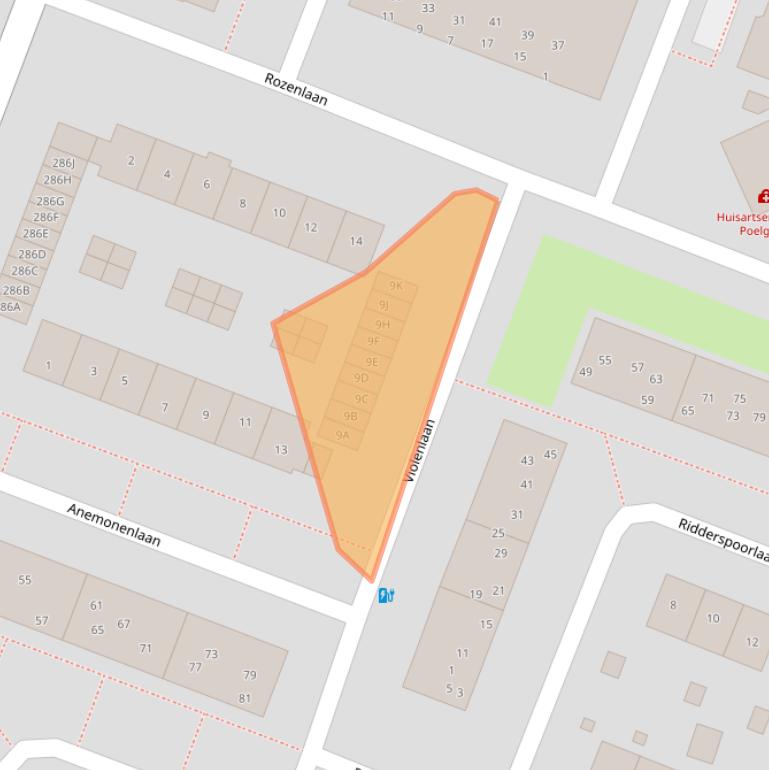 Kaart van postcodegebied 2343TC.