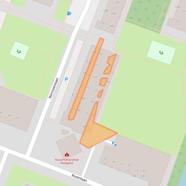 Kaart van postcodegebied 2343TK.