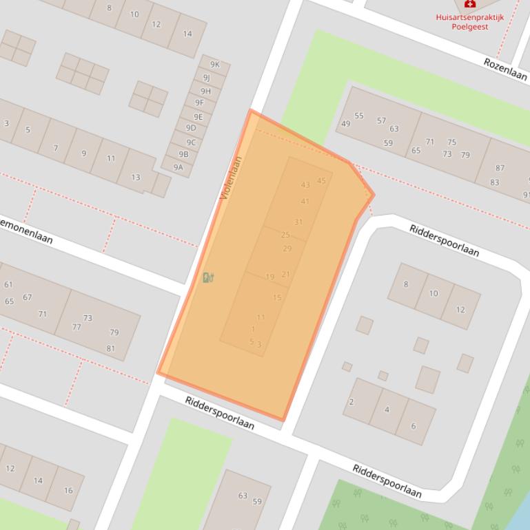 Kaart van postcodegebied 2343TV.