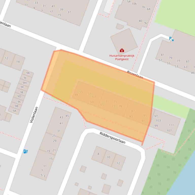 Kaart van postcodegebied 2343TW.