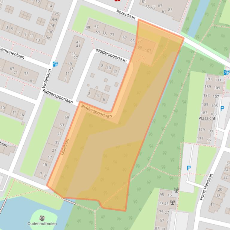 Kaart van postcodegebied 2343TX.