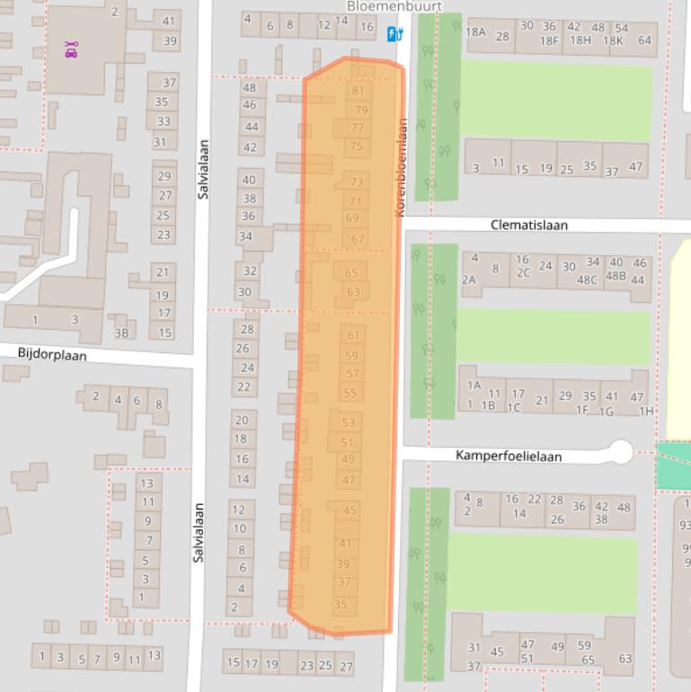 Kaart van postcodegebied 2343VB.