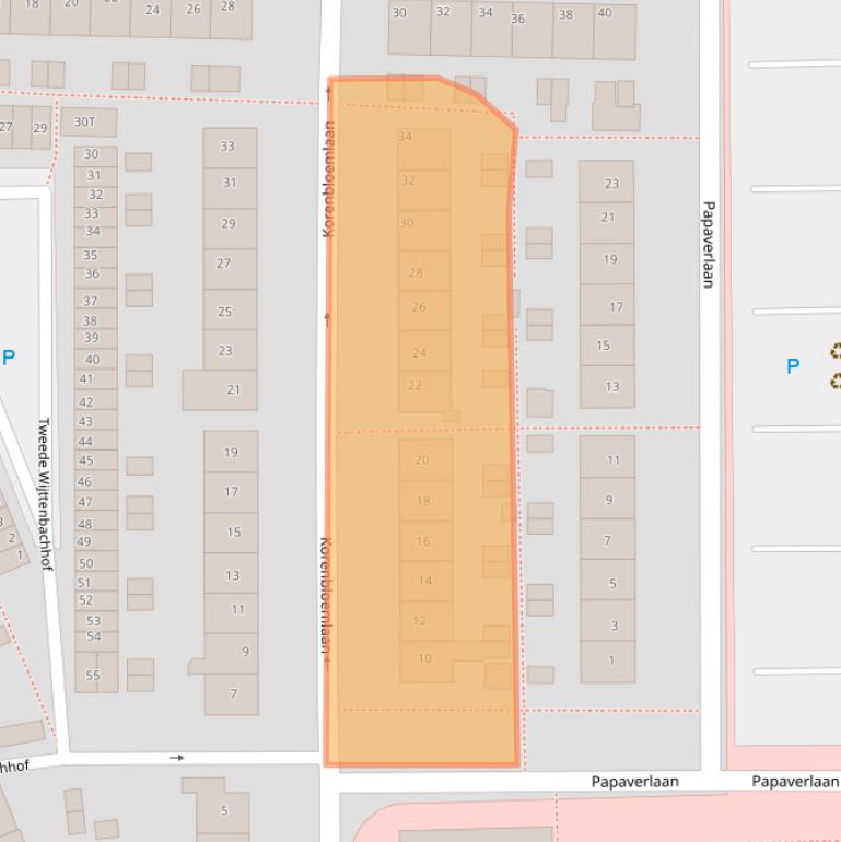 Kaart van postcodegebied 2343VD.