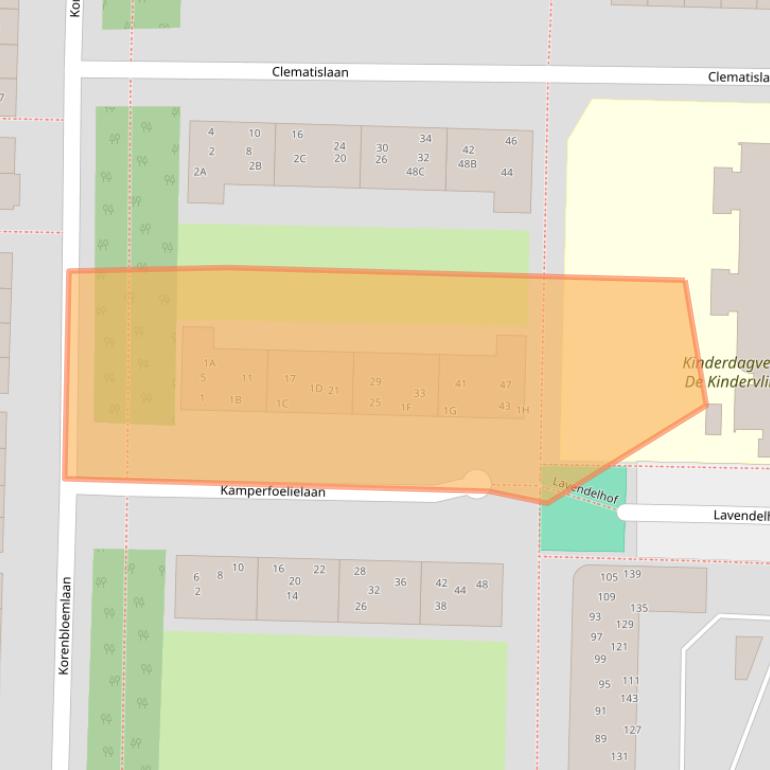 Kaart van postcodegebied 2343VG.