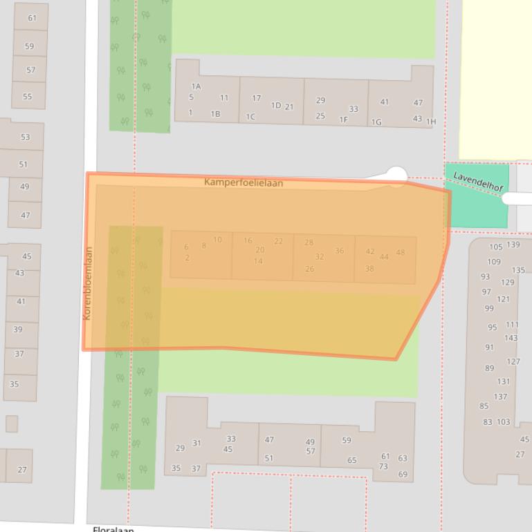 Kaart van postcodegebied 2343VH.
