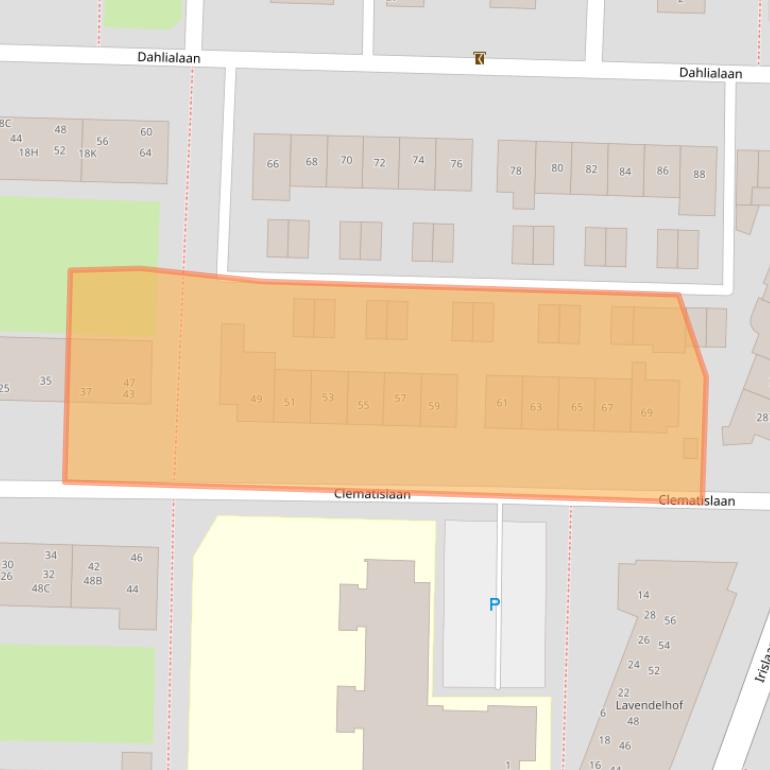 Kaart van postcodegebied 2343VK.