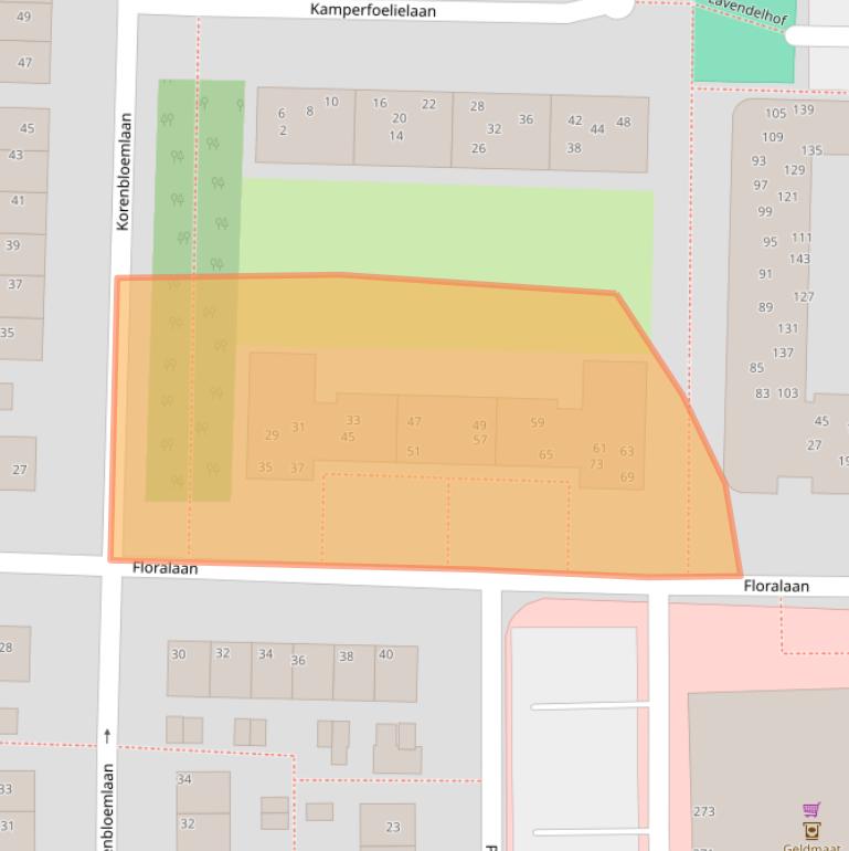 Kaart van postcodegebied 2343VP.