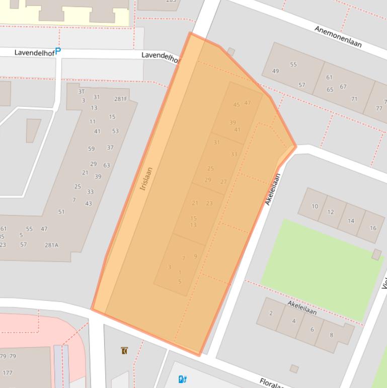 Kaart van postcodegebied 2343VT.